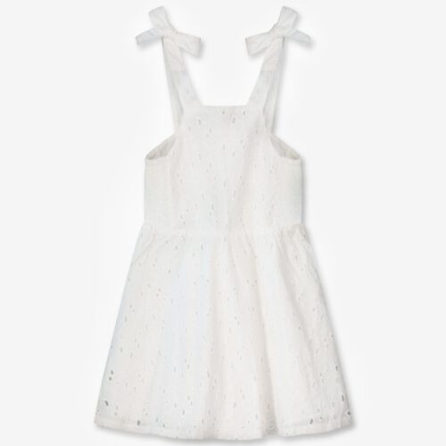 שמלת אריג עם כתפיות - לבן
